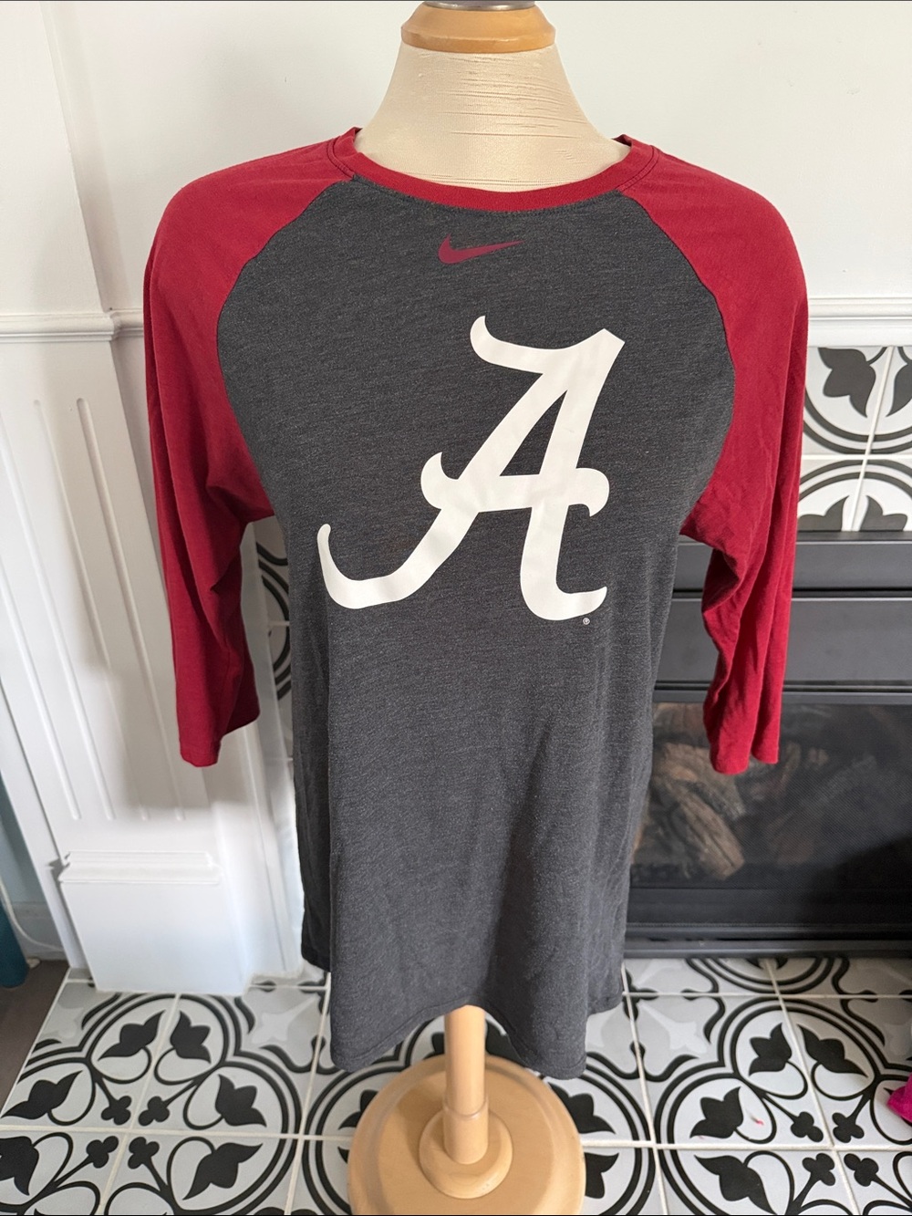 Nike Charcoal & Crimson Alabama Raglan Tee